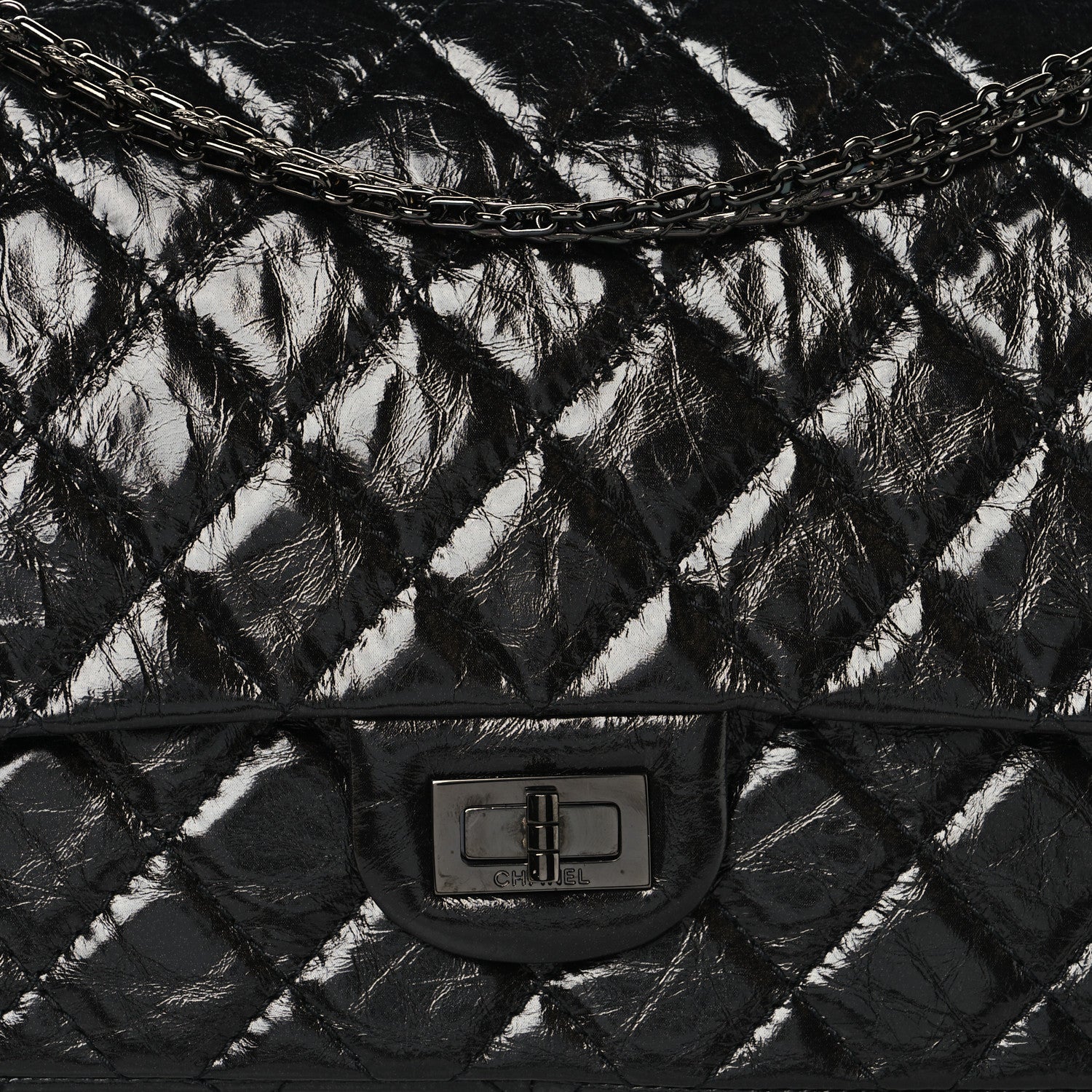 Chanel Glazed Calfskin Quilted 2.55 Reissue 226 Flap So Black 8 of 11
