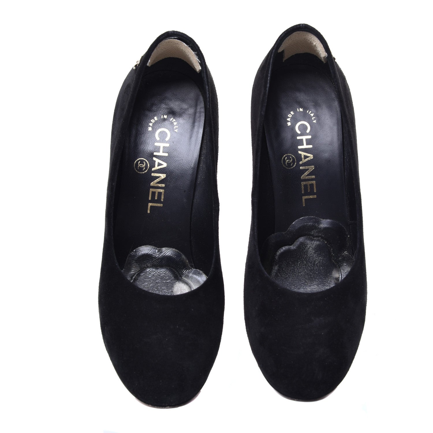 Chanel Suede Calfskin CC Pumps 36 Black 5 of 10