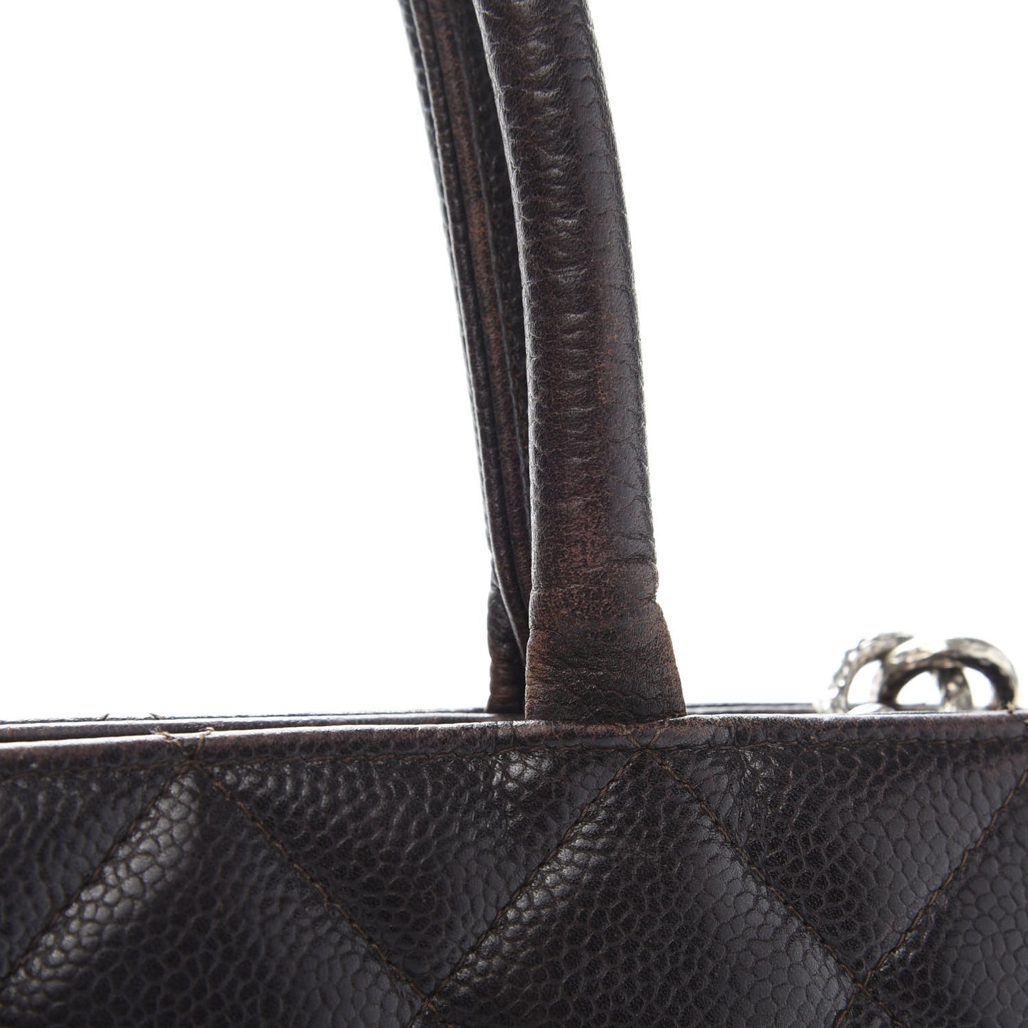 Caviar Quilted Medallion CC Tote Dark Brown