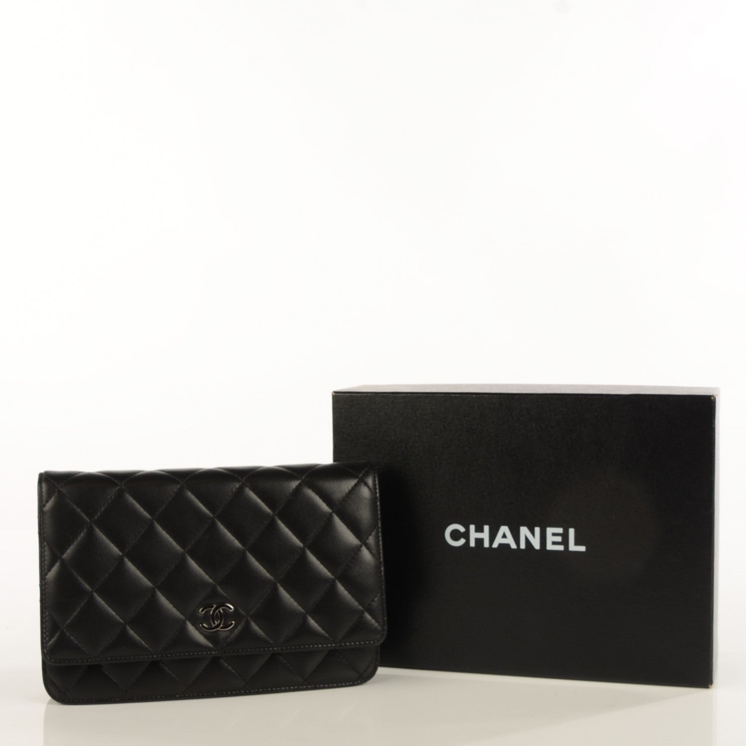 Chanel Lambskin Quilted Wallet On Chain WOC Black 5 of 9