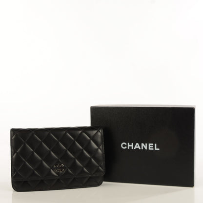 Chanel Lambskin Quilted Wallet On Chain WOC Black 5 of 9
