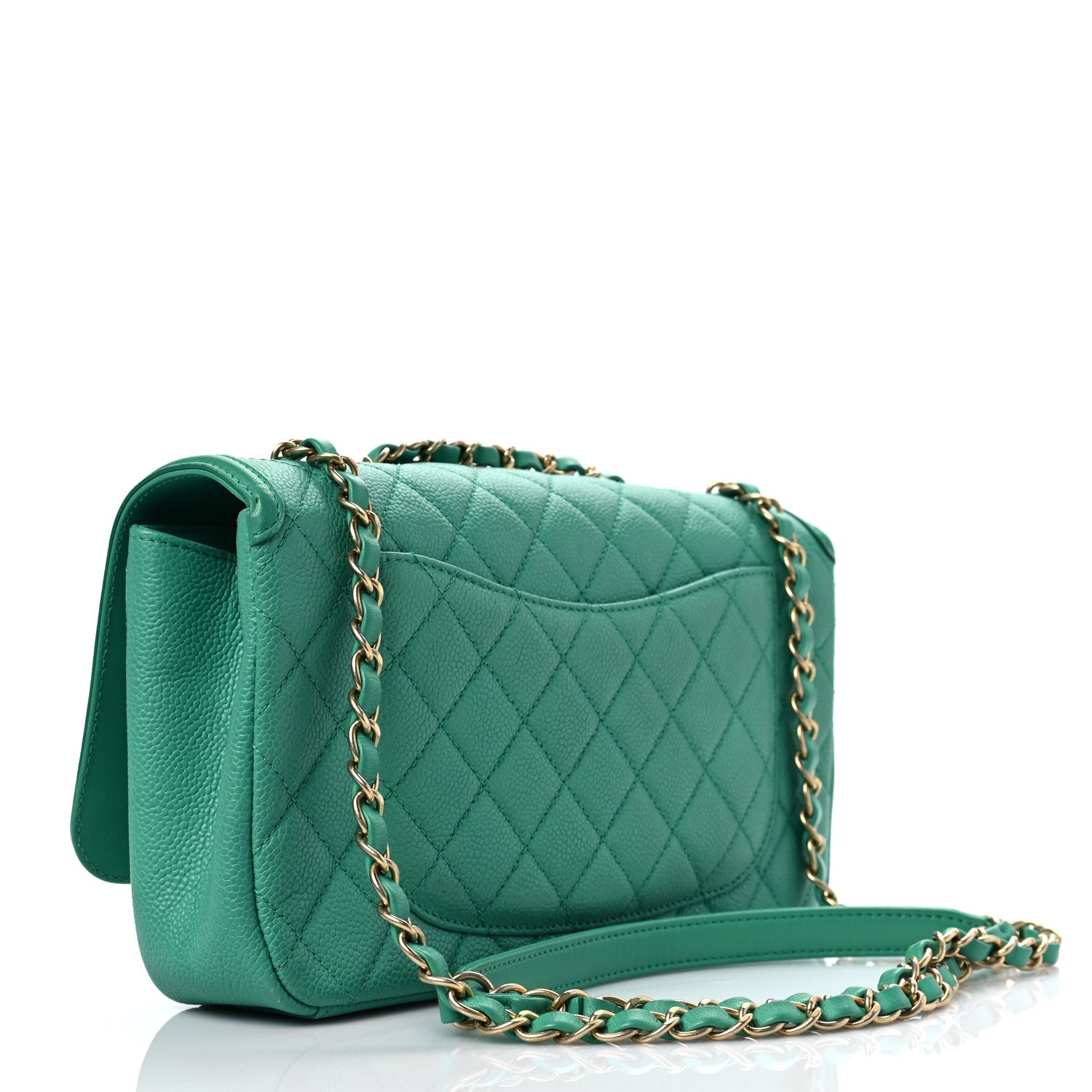 Chanel Caviar Quilted Medium CC Filigree Flap Green 2 of 9