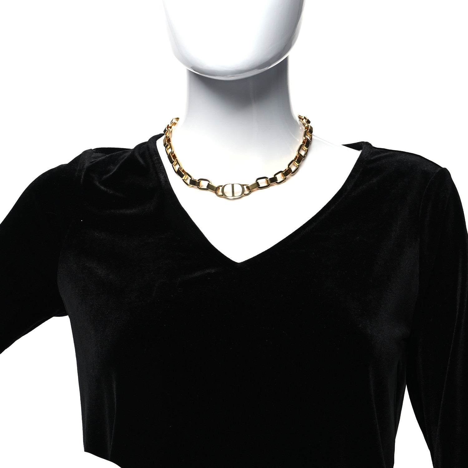 Christian Dior Metal 30 Montaigne Chain Choker Necklace Gold 2 of 5