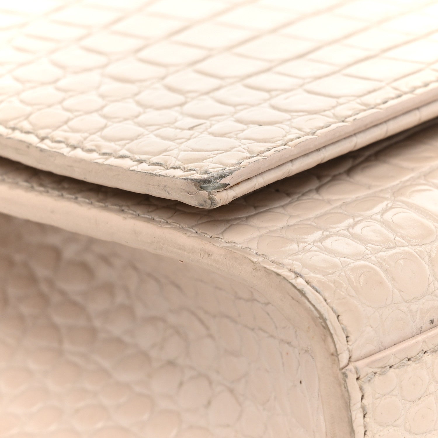 Saint Laurent Calfskin Crocodile Embossed Small Classic Monogram Kate Tassel Satchel Crema Soft 14 of 21