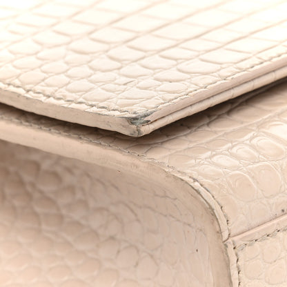 Saint Laurent Calfskin Crocodile Embossed Small Classic Monogram Kate Tassel Satchel Crema Soft 14 of 21