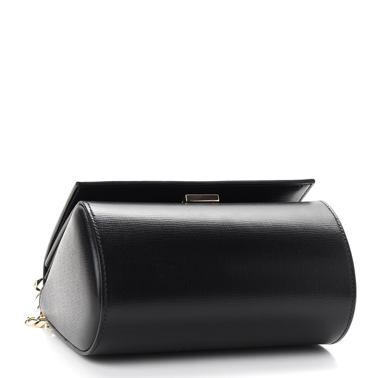Textured Calfskin Mini Pandora Box Chain Crossbody Bag Black