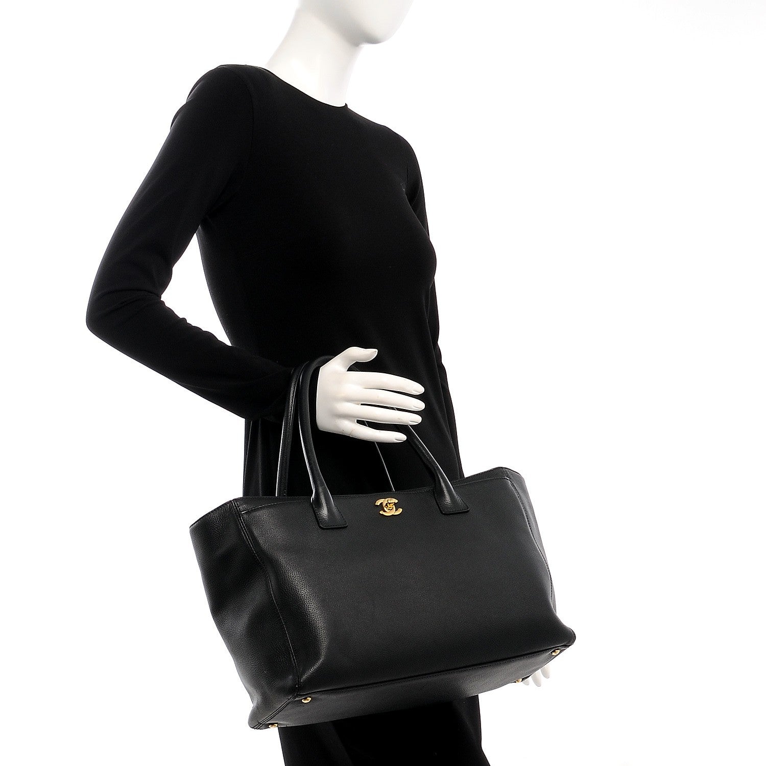 Chanel Calfskin Cerf Executive Shopper Tote Black 2 of 11