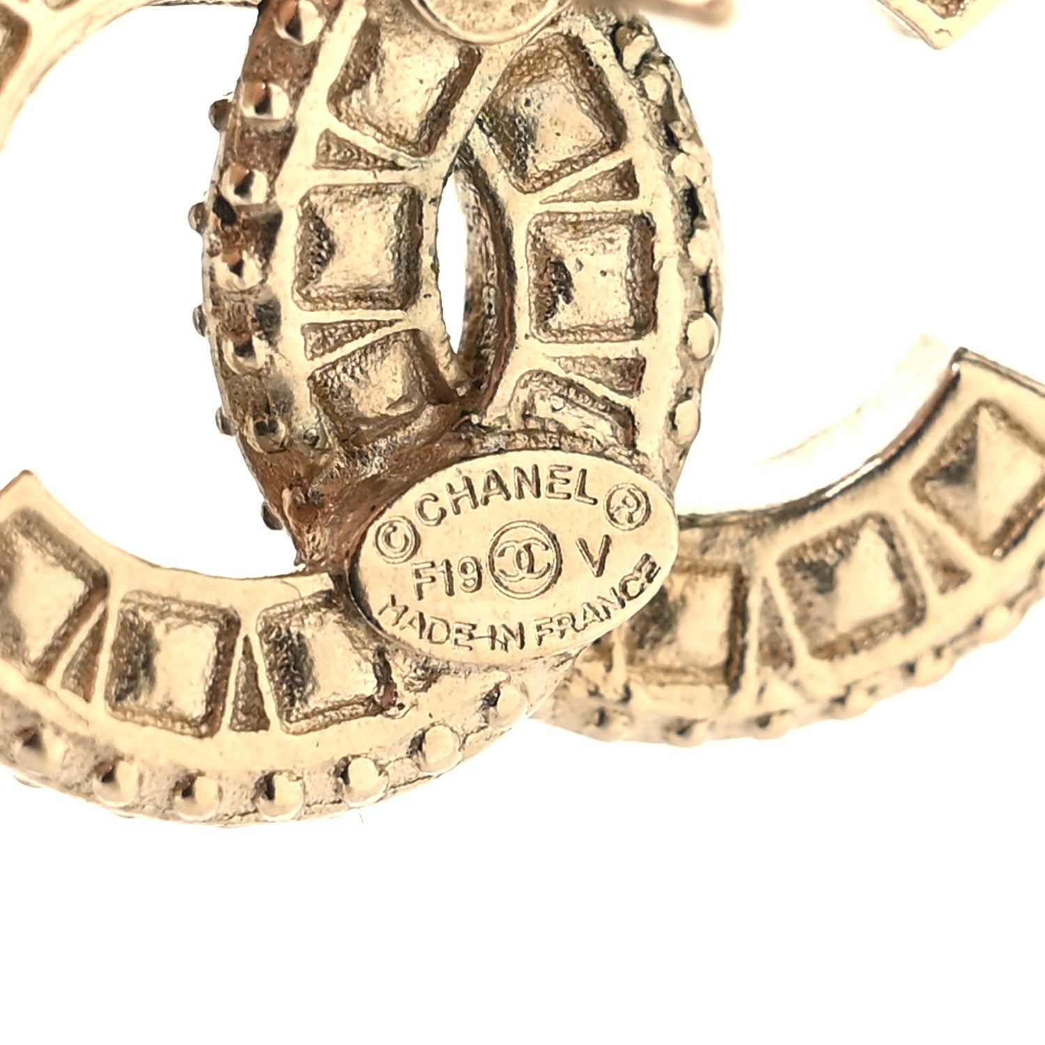 Chanel Crystal Timeless CC Earrings Light Gold 4 of 5