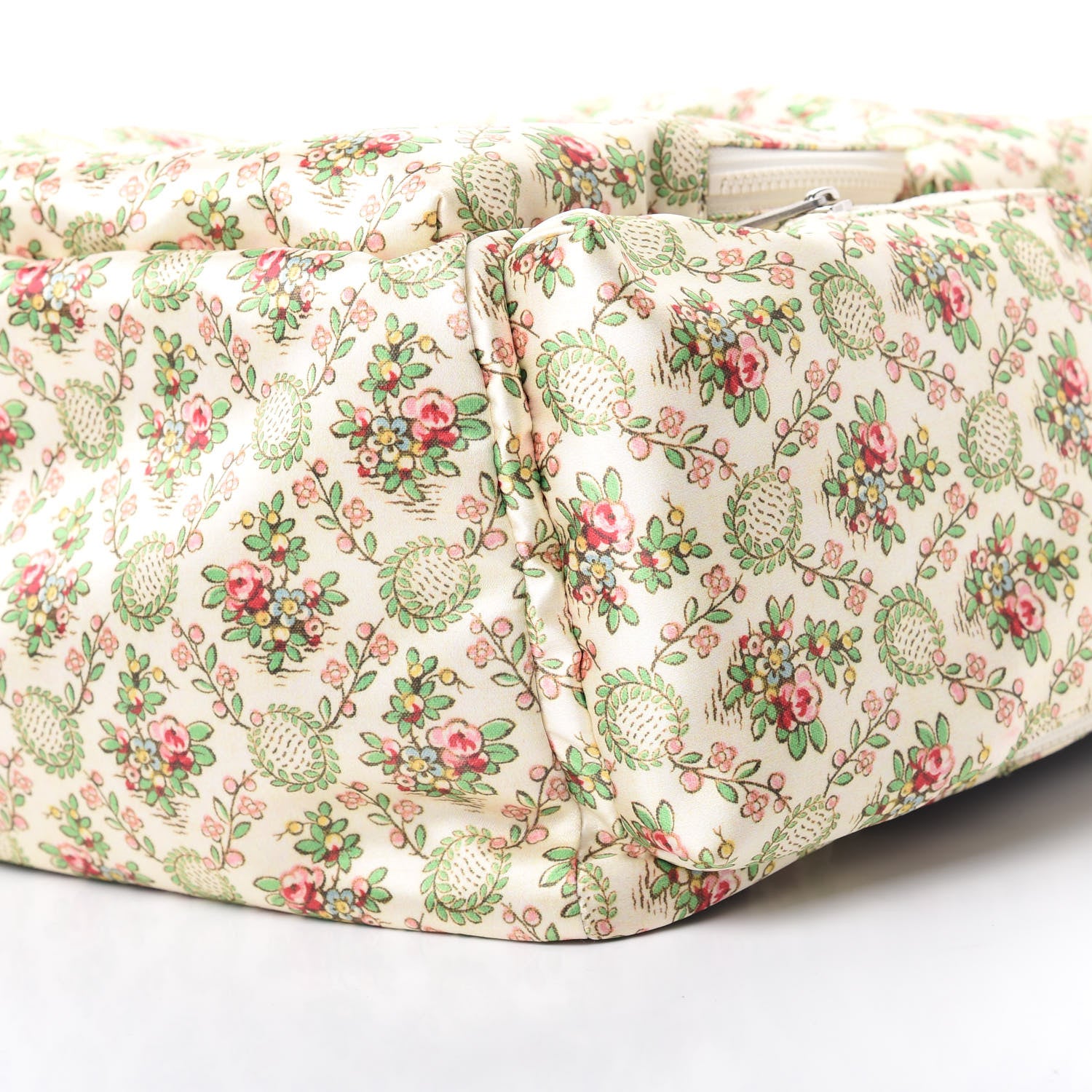 Gucci X MLB Satin Floral Print NY Yankees Patch Backpack Ivory Green 9 of 10