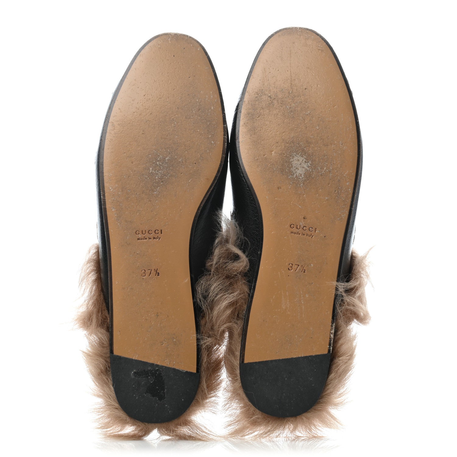 Gucci Goatskin Fur Bee Star Embroidered Womens Princetown Slippers 37.5 Black 5 of 9