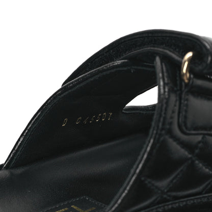 Chanel Lambskin Quilted Velcro Dad Chain CC Slide Sandals 35 Black 8 of 9