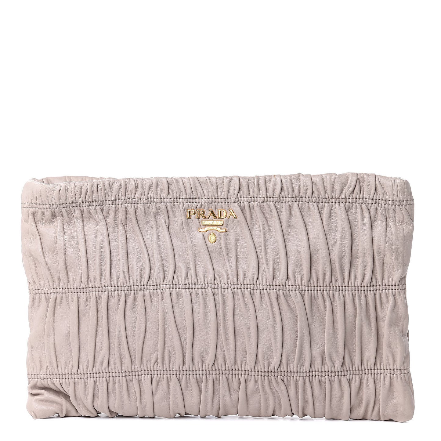 Nappa Gaufre Ruched Clutch Pomice