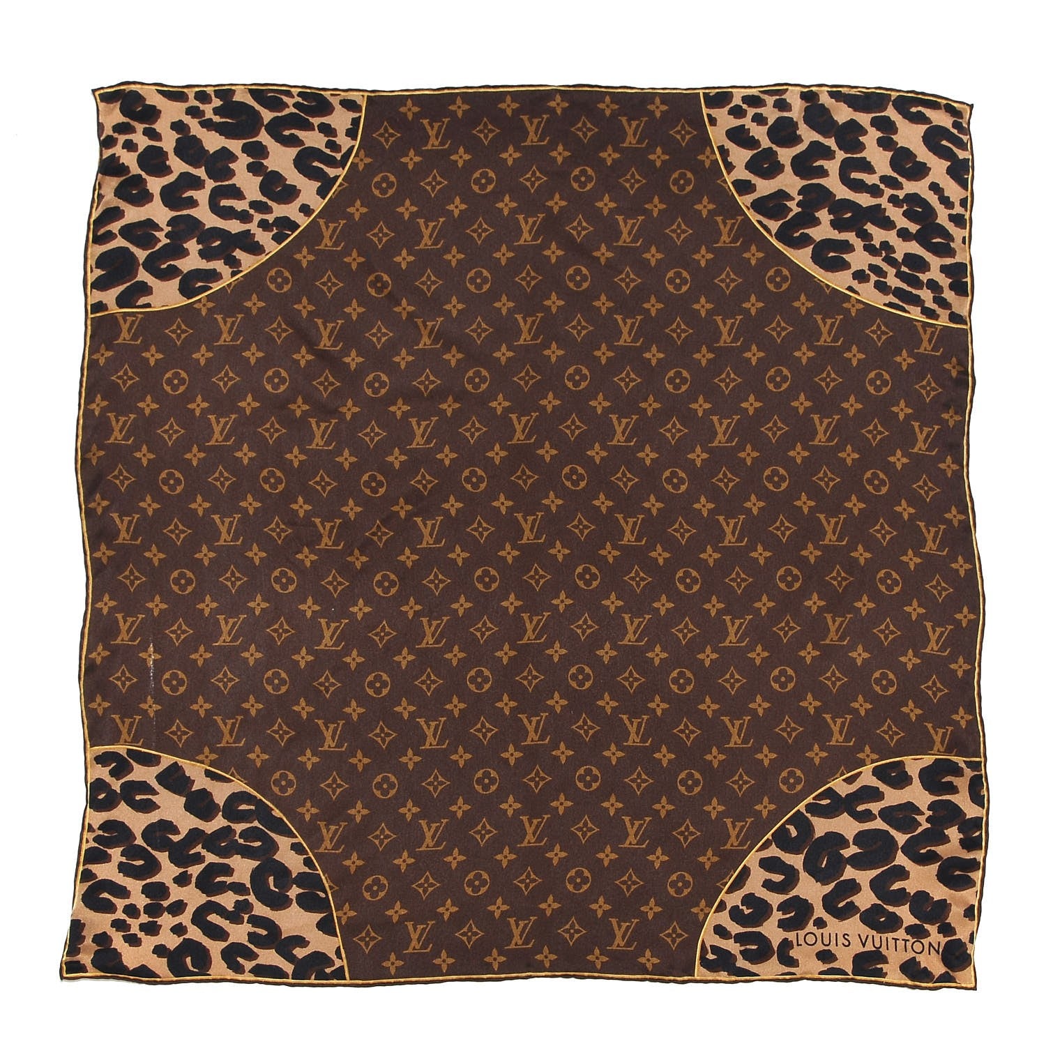 Louis Vuitton Silk Leopard Monogram Square Scarf 1 of 4