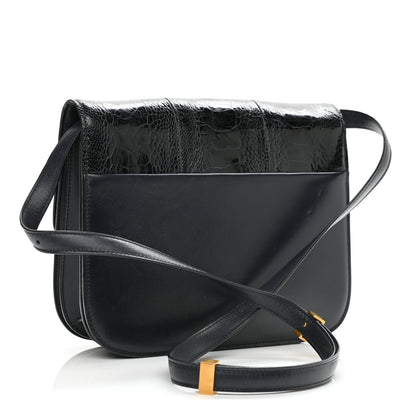 Celine Ostrich Leg Medium Classic Box Flap Bag Dark Blue 3 of 12
