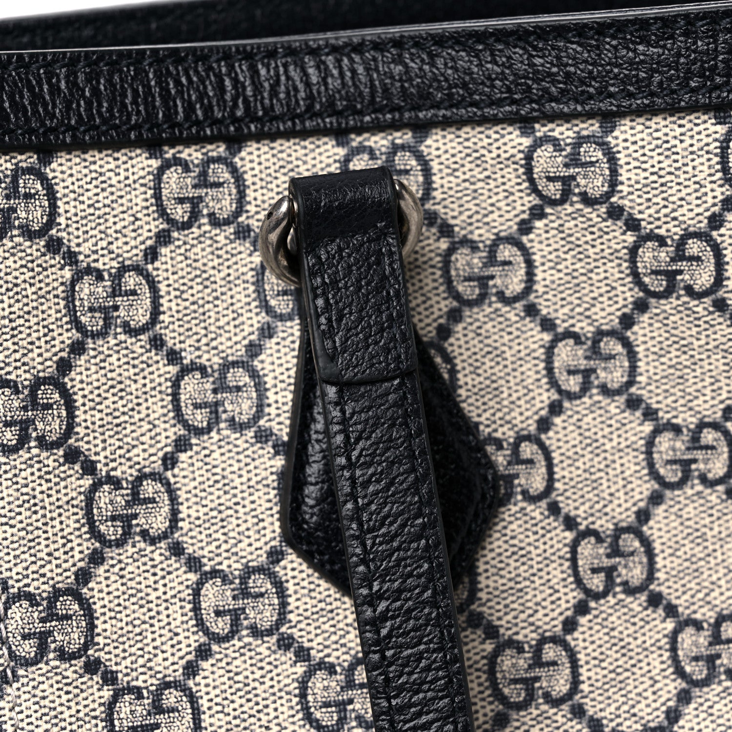 Gucci GG Supreme Monogram Textured Calfskin Web Medium Ophidia Shopping Tote Beige Blue 10 of 10