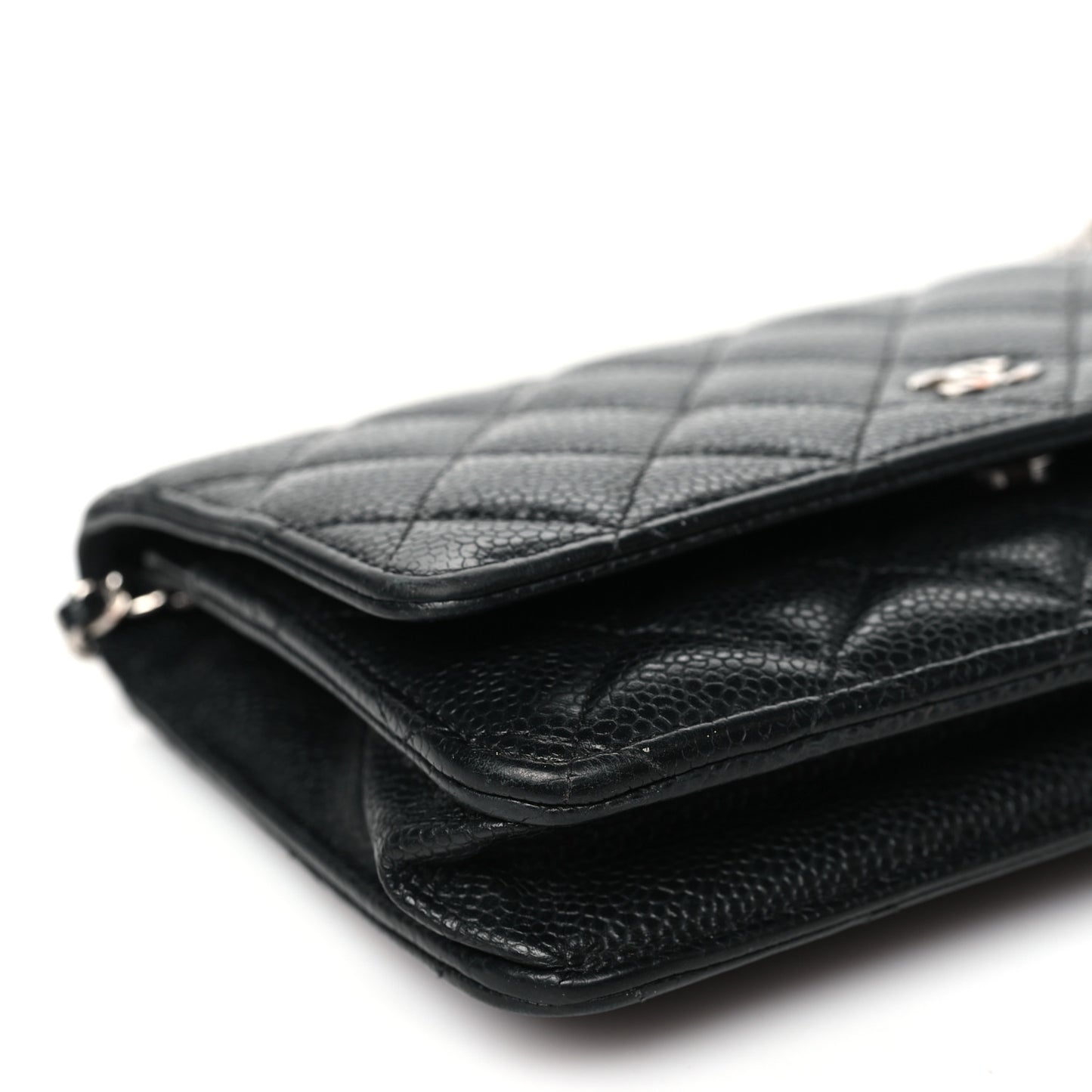 Caviar Quilted Wallet on Chain WOC Black