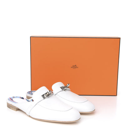 Hermes Calfskin Oz Mules 38 White 8 of 8