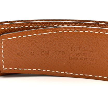 Hermes Swift Epsom 32mm Guilloche H Belt 95 38 Black Gold 3 of 7