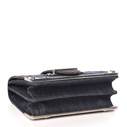 Prada Denim City Calf Cahier Bag Blue Black 4 of 9