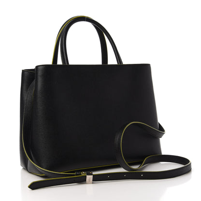 Fendi Vitello Elite Shearling Block Letter Petite 2Jours Tote Black 3 of 9