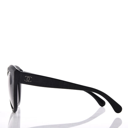 Chanel Tweed Effect CC Polarized Butterfly Signature Sunglasses 5332 Black 3 of 8