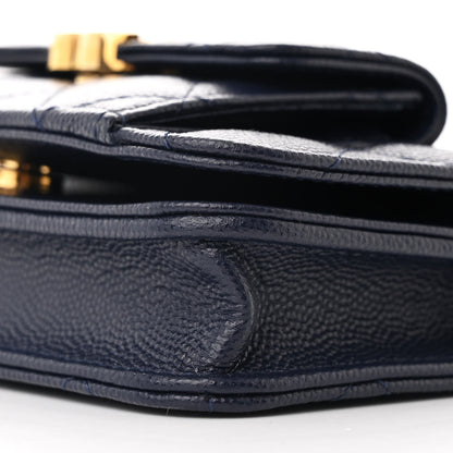 Chanel Caviar Quilted Pocket Twins Clutch With Chain Navy Blue 11 of 12