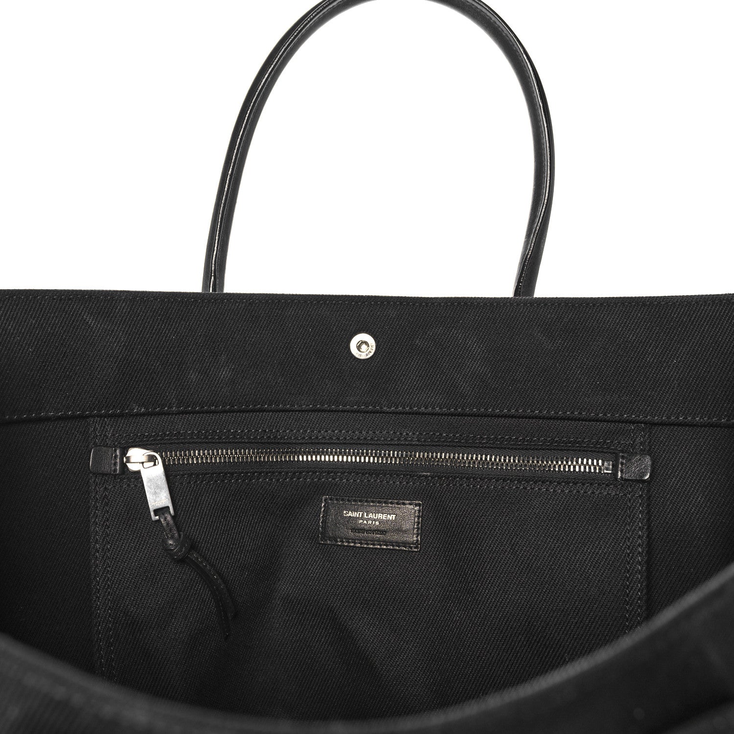 Saint Laurent Linen Calfskin Rive Gauche Tote Black 11 of 12