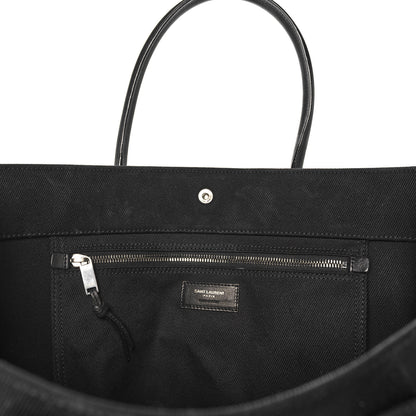 Saint Laurent Linen Calfskin Rive Gauche Tote Black 11 of 12