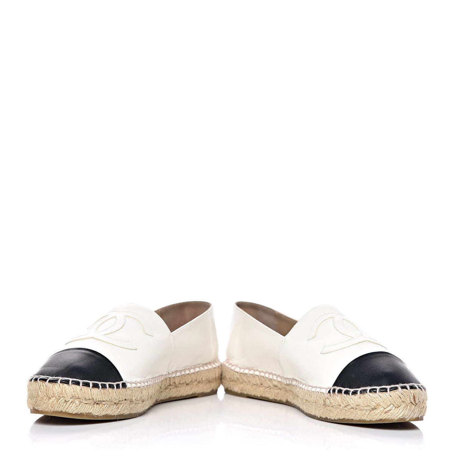 Lambskin CC Espadrilles 38 White Black