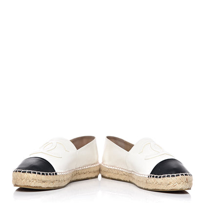 Chanel Lambskin CC Espadrilles 38 White Black 5 of 15