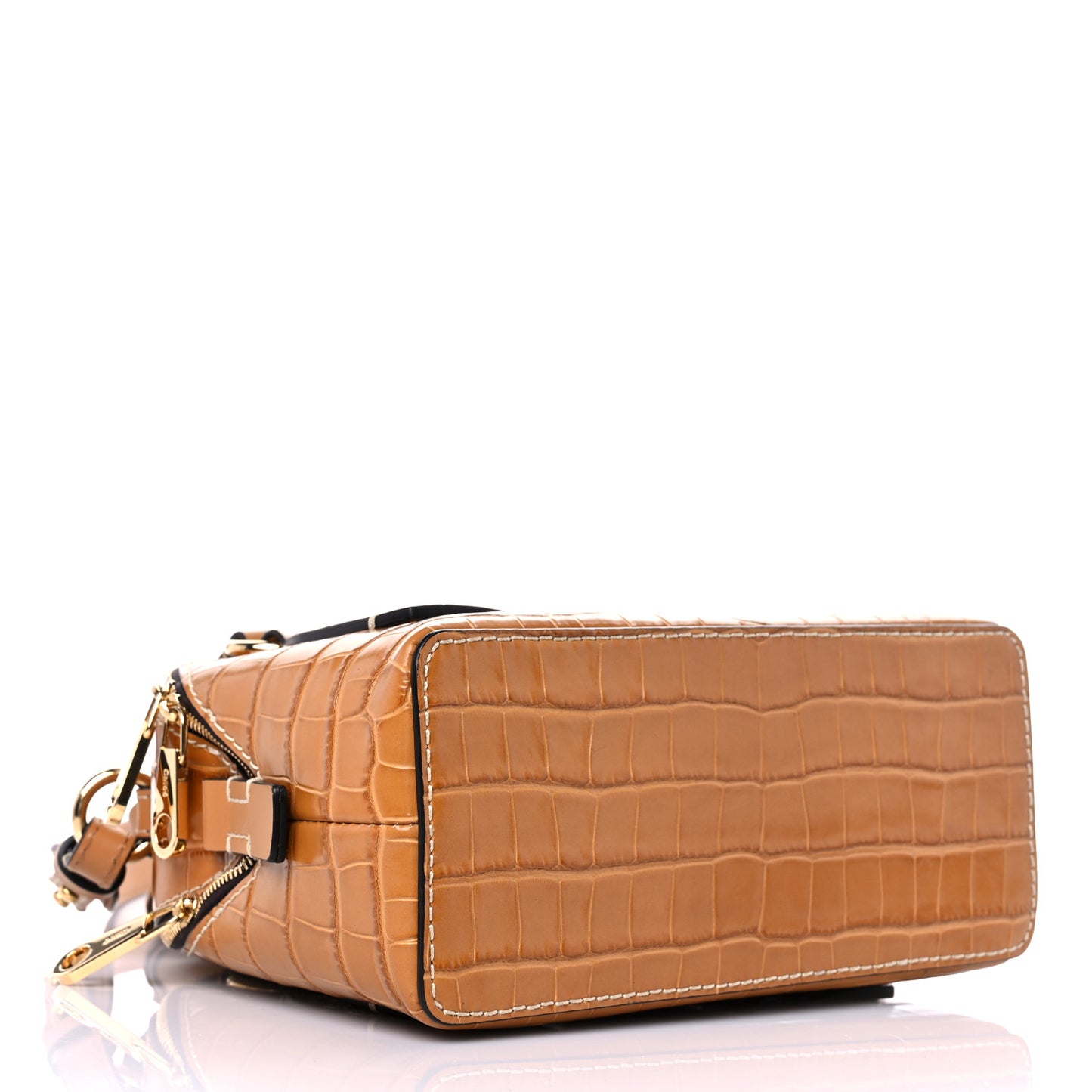 Calfskin Crocodile Embossed Small Daria Autumnal Brown