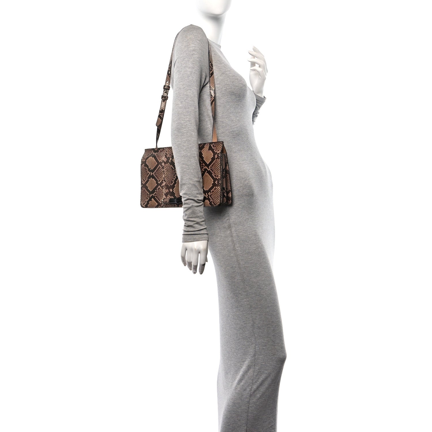 Gucci Calfskin Snakeskin Lady Bamboo Shoulder Bag 2 of 9