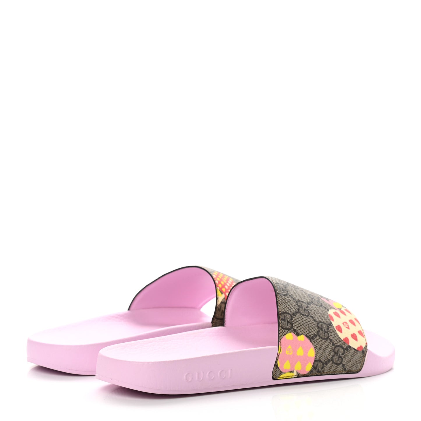 GG Supreme Monogram Apple Slide Sandals 40 Pink Multicolor