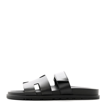 Hermes Calfskin Mens Chypre Sandals 41.5 Black 1 of 8