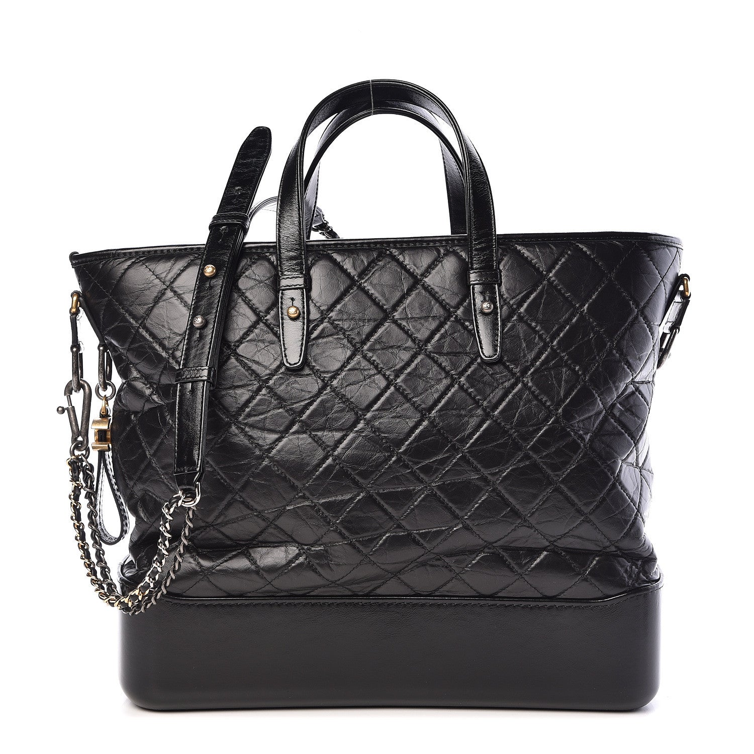 Chanel Aged Calfskin Quilted Large Gabrielle Shopping Tote Black 1 of 12