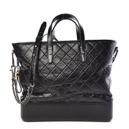 Chanel Aged Calfskin Quilted Large Gabrielle Shopping Tote Black 1 of 12