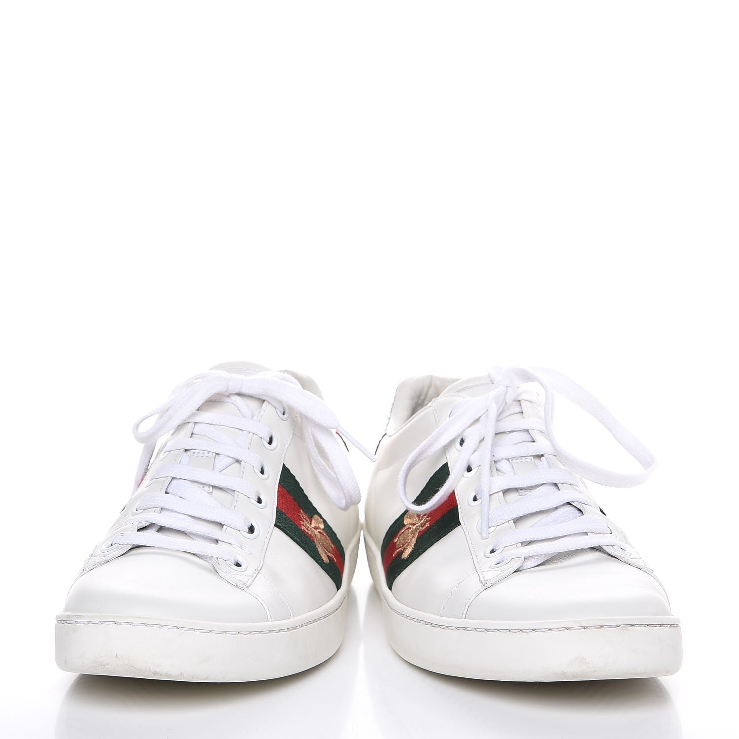 Gucci Calfskin Ayers Bee Embroidered Ace Sneakers 39 White Green 10 of 13