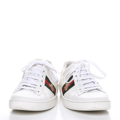 Gucci Calfskin Ayers Bee Embroidered Ace Sneakers 39 White Green 10 of 13