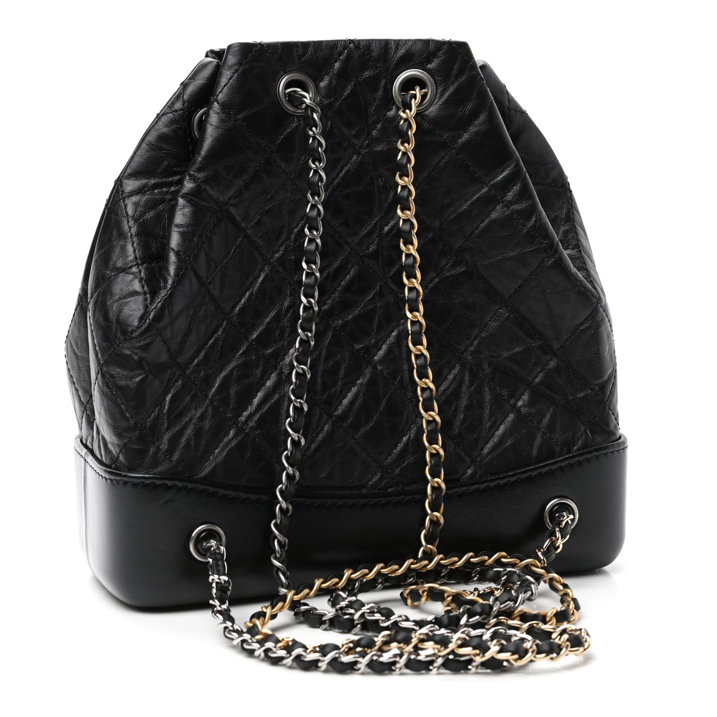 Aged Calfskin Quilted Small Gabrielle Backpack Black