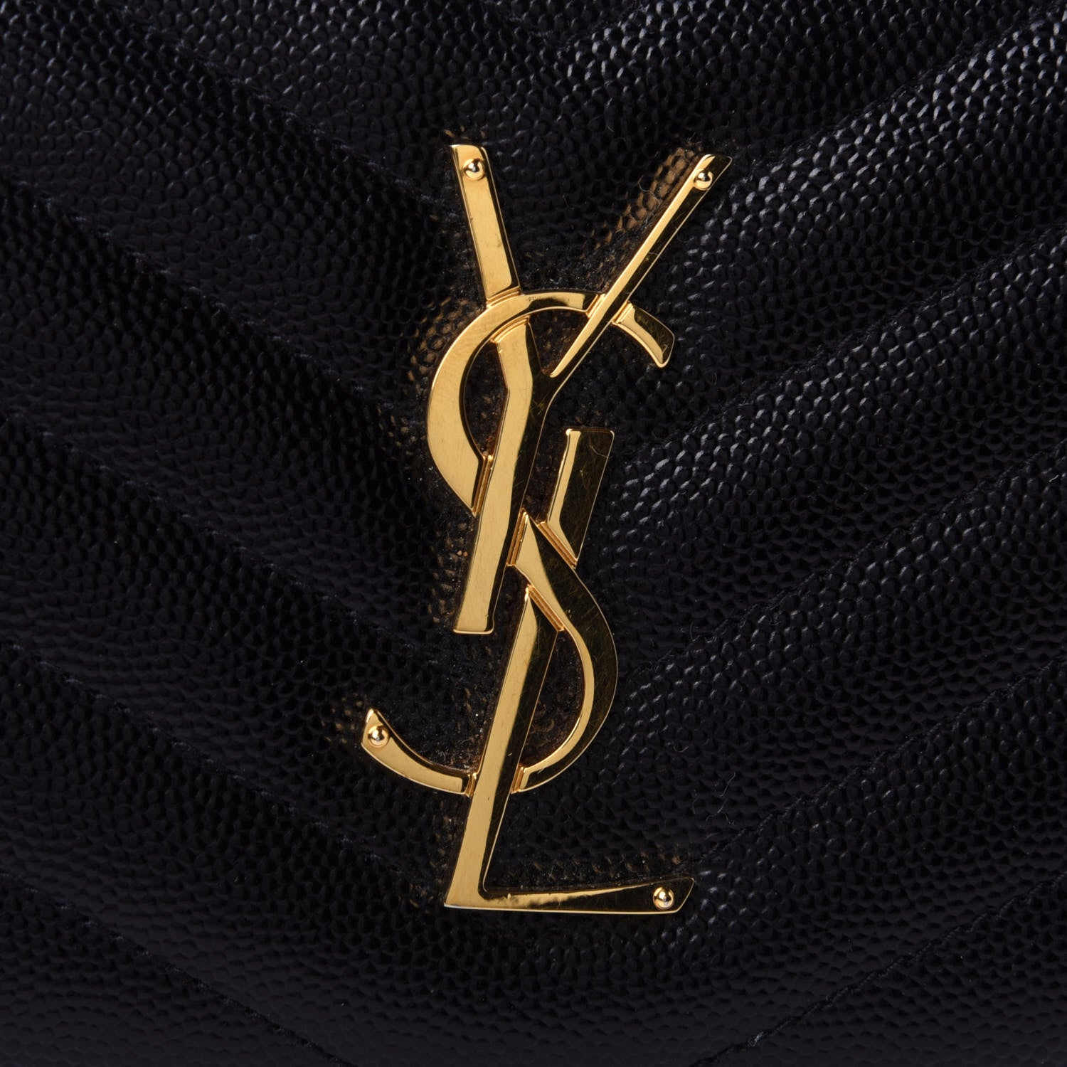 Saint Laurent Grain De Poudre Matelasse Chevron Monogram Zip Around Wallet Black 4 of 4