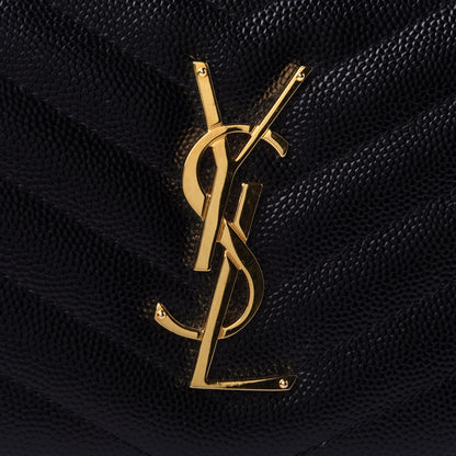 Saint Laurent Grain De Poudre Matelasse Chevron Monogram Zip Around Wallet Black 4 of 4