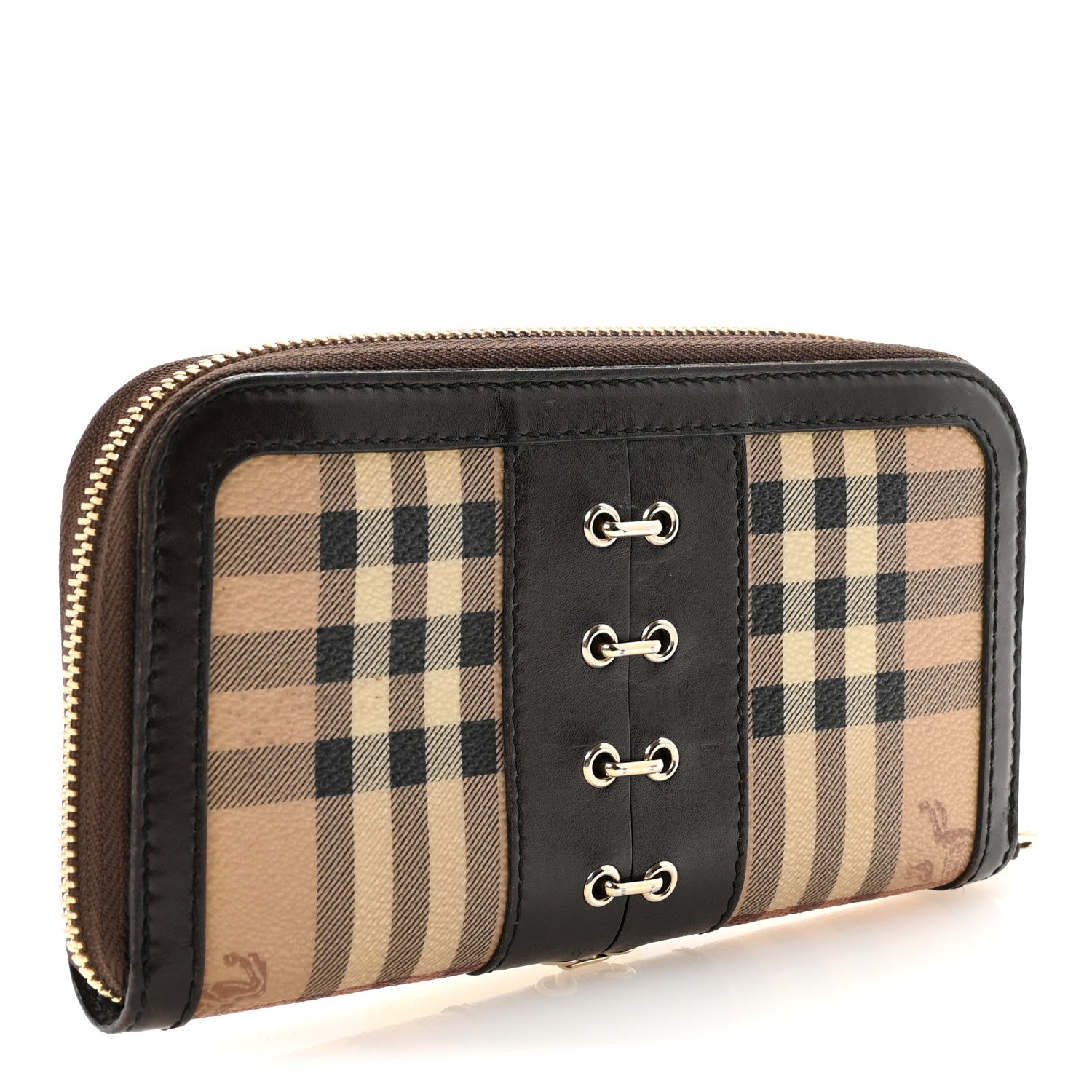 Burberry Haymarket Check Large Zip Around Wallet Brown 3 of 9