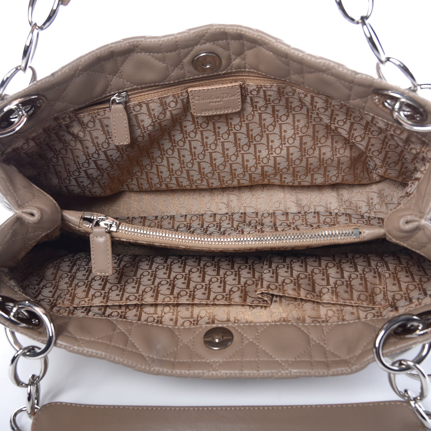 Bottega Veneta CHRISTIAN DIOR Lambskin Cannage Lady Dior Shoulder Bag Beige 7 of 10