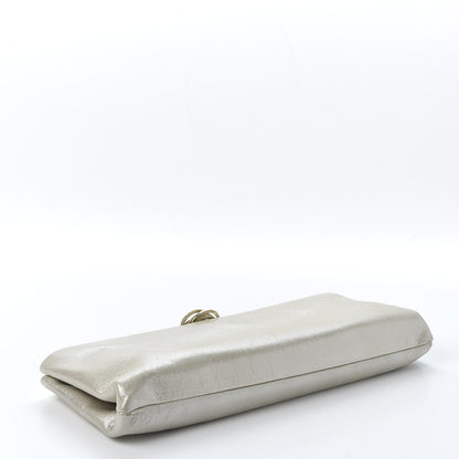 Chanel Iridescent Calfskin Crystal Camellia Evening Clutch Champagne 3 of 10