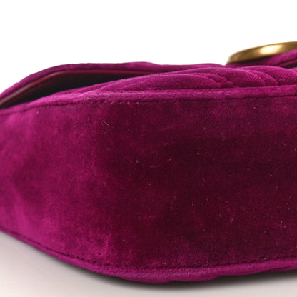 Gucci Velvet Matelasse Mini GG Marmont Shoulder Bag Fuchsia Violet Cyclamen 9 of 10