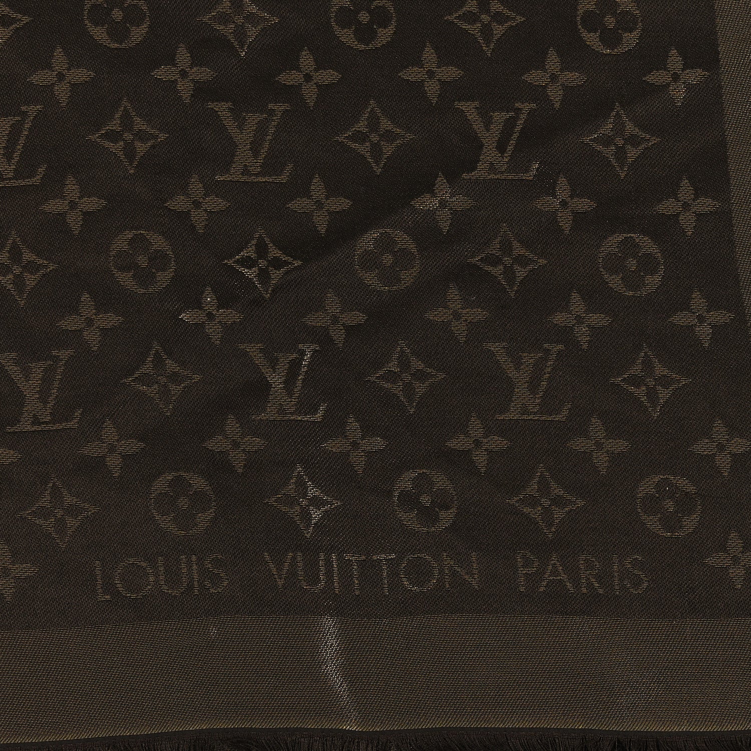 Louis Vuitton Silk Lurex Wool Monogram Shine Shawl Brown 3 of 3