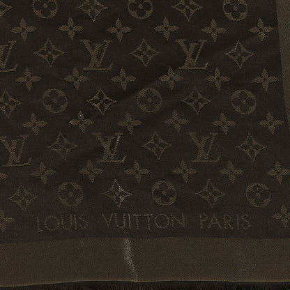 Louis Vuitton Silk Lurex Wool Monogram Shine Shawl Brown 3 of 3