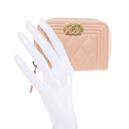 Chanel Caviar Quilted Boy Zip Around Coin Purse Wallet Beige Clair 2 of 8