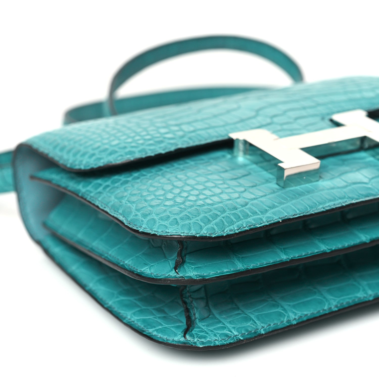 Hermes Matte Alligator Constance 18 Bleu Paon 9 of 10