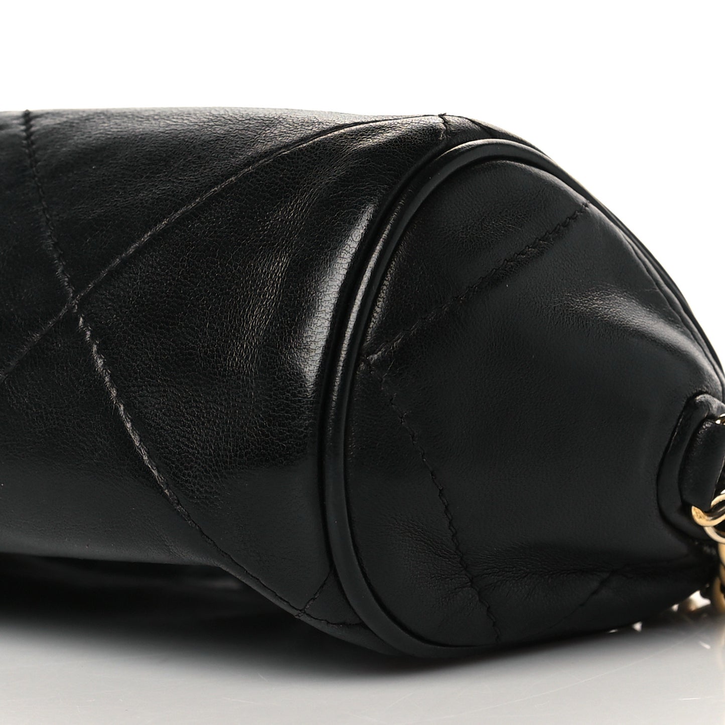 Lambskin Quilted Small Tassel Camera Case Black